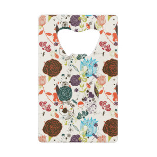 Abrebotellas De Tarjeta De Crédito Estampado de flores retro 2