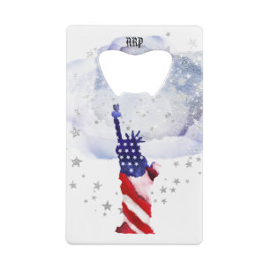 Abrebotellas De Tarjeta De Crédito *~* Estatua militar Libertad Veterano Azul Blanco 