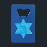 Abrebotellas De Tarjeta De Crédito Estrella azul de David<br><div class="desc">Celebra el patrimonio judío con este hermoso diseño azul de la Estrella de David en color azul. Perfecto para Hanukkah,  mitzvahs,  Pascua o cualquier ocasión.</div>