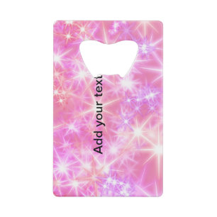 Abrebotellas De Tarjeta De Crédito Estrellas simples de brillo rosa rojo agregue su t