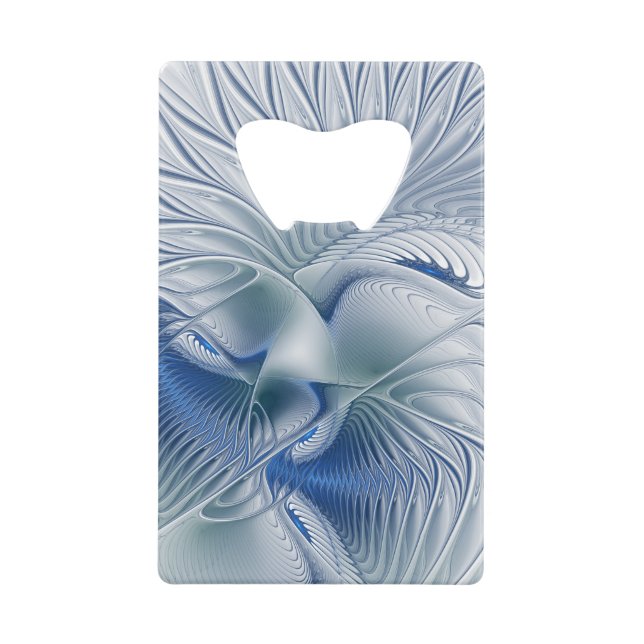 Abrebotellas De Tarjeta De Crédito Fantasía dinámica Resumen tonos azules arte fracta (Anverso)
