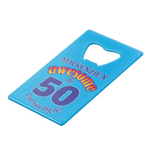 Abrebotellas De Tarjeta De Crédito Fantástico cumpleaños número 50 en Light BLUE