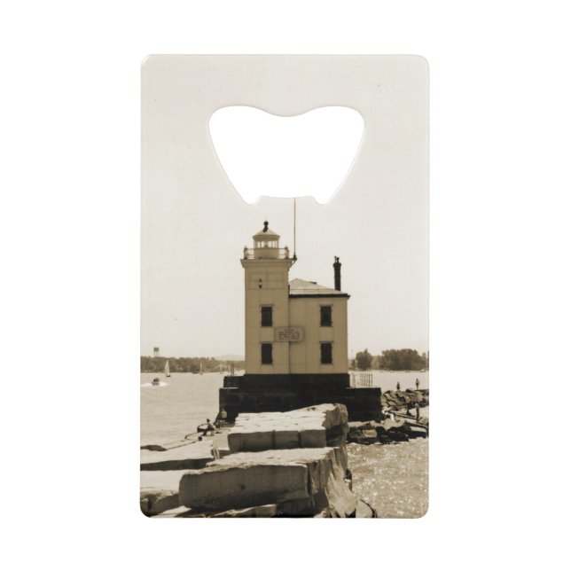 Abrebotellas De Tarjeta De Crédito Faro del Lago Erie (Anverso)
