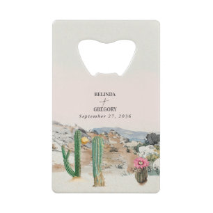 Abrebotellas De Tarjeta De Crédito Favor de boda de cactus del desierto en acuarela B