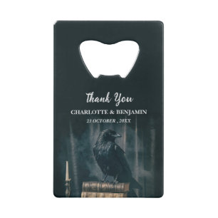 Abrebotellas De Tarjeta De Crédito Favor de Boda de Halloween Cuervo Personalizado
