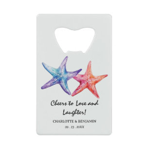 Abrebotellas De Tarjeta De Crédito Favor de Boda Estrella de Mar Acuarela Playa