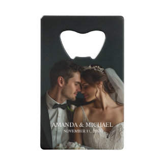 Abrebotellas De Tarjeta De Crédito Favor de Foto Personalizada con Nombres y Fecha de
