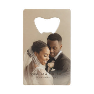 Abrebotellas De Tarjeta De Crédito Favor de Foto Personalizada con Nombres y Fecha de