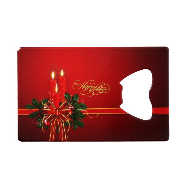Abrebotellas De Tarjeta De Crédito Felices Fiestas (Reverso Horizontal)