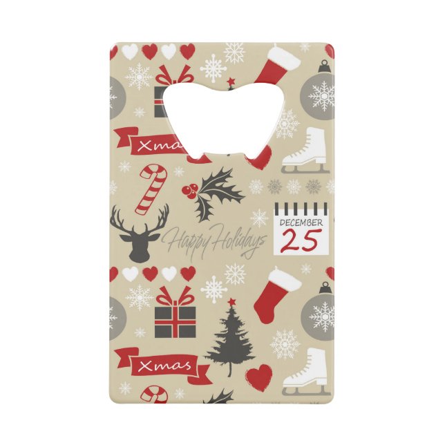Abrebotellas De Tarjeta De Crédito Felices Fiestas (Anverso)