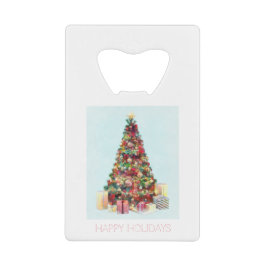 Abrebotellas De Tarjeta De Crédito Felices Fiestas. Árbol de Navidad