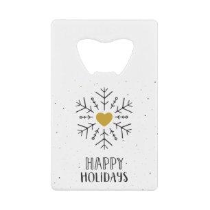 Abrebotellas De Tarjeta De Crédito Felices fiestas Snowflake Heart Winter Art Design