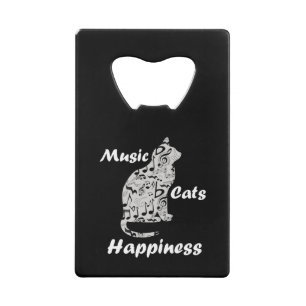 Abrebotellas De Tarjeta De Crédito Felicidad de Gatos Musicales - Cita de Amante de l