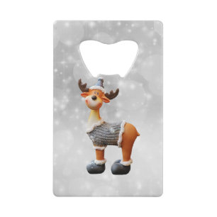 Abrebotellas De Tarjeta De Crédito Feliz Christmoose que lleva un sombrero   Abrebote