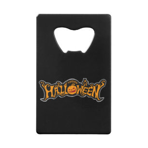 Abrebotellas De Tarjeta De Crédito Feliz Halloween Ruby Eye Pumpkin Marco de Plata