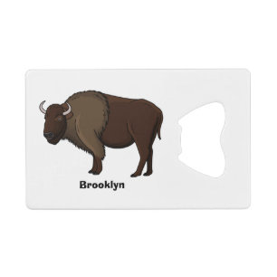 Abrebotellas De Tarjeta De Crédito Feliz ilustracion de búfalo de bisonte americano 