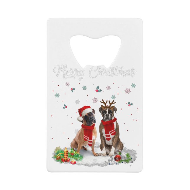 Abrebotellas De Tarjeta De Crédito Feliz Navidad Santa Boxer Dog Regalo Navidad (Anverso)