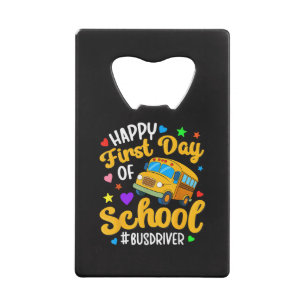 Abrebotellas De Tarjeta De Crédito Feliz Primer Día del Conductor de Autobús Escolar