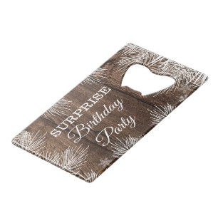 Abrebotellas De Tarjeta De Crédito Fiesta de Cumpleaños Rústica de Madera