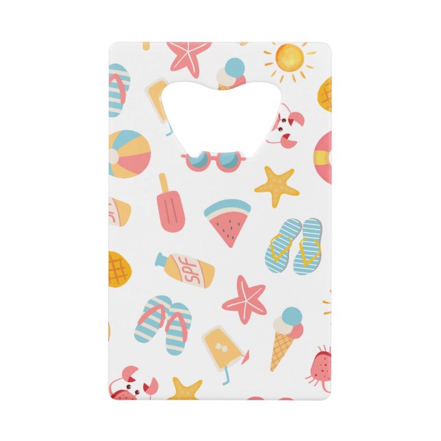 Abrebotellas De Tarjeta De Crédito Fiesta De La Piscina Tropical (Anverso)