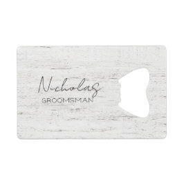 Abrebotellas De Tarjeta De Crédito Fiesta de novias personalizada de madera blanca