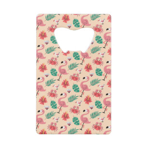 Abrebotellas De Tarjeta De Crédito Flamenco Rosa Patrón Tropical de Verano
