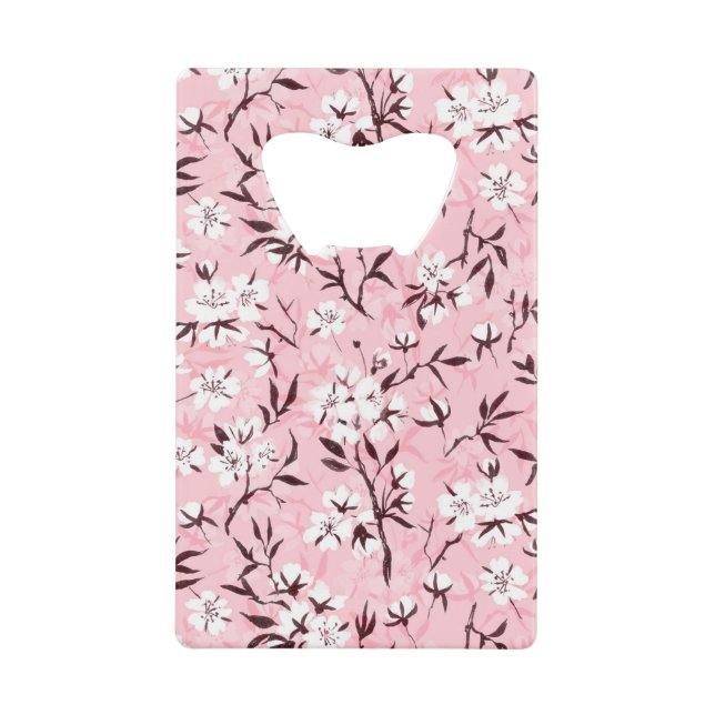 Abrebotellas De Tarjeta De Crédito Flor de cerezo blanco (Anverso)