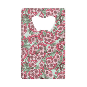Abrebotellas De Tarjeta De Crédito Flor de cerezo en rosa y menta
