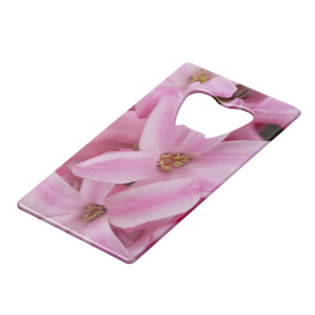 Abrebotellas De Tarjeta De Crédito flor de jacinto rosa (Ángulo frontal)