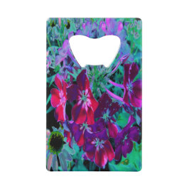 Abrebotellas De Tarjeta De Crédito Flor de jardín rosada, púrpura y rosada