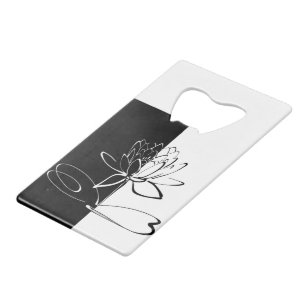Abrebotellas De Tarjeta De Crédito Flor de Loto Negra Blanca Yin Yang