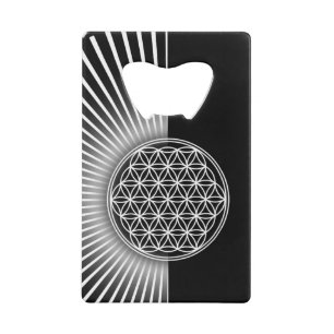 Abrebotellas De Tarjeta De Crédito Flor de vida / Blume des Lebens - blanco plano