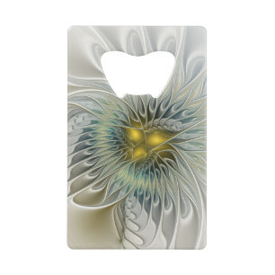 Abrebotellas De Tarjeta De Crédito Flor dorada Fantasía Fantasía Resumen Arte Fractal
