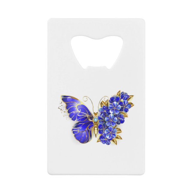 Abrebotellas De Tarjeta De Crédito Flor Sapphire Mariposa (Anverso)