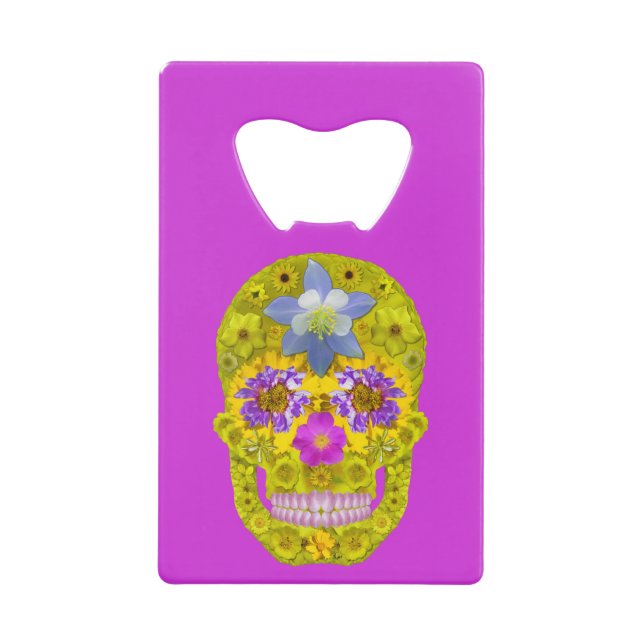 Abrebotellas De Tarjeta De Crédito Flor Skull 3 (Anverso)