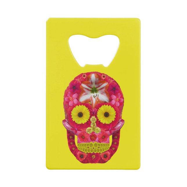 Abrebotellas De Tarjeta De Crédito Flor Skull 6 (Anverso)