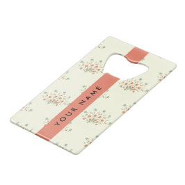 Abrebotellas De Tarjeta De Crédito Flores azules y rojas, rojas, tu nombre