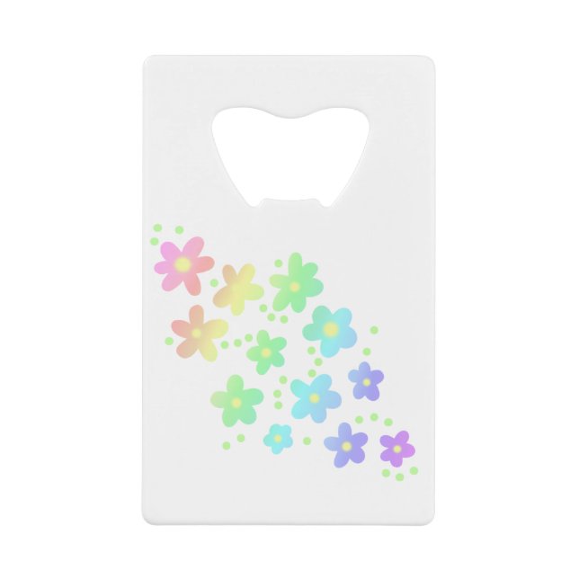 Abrebotellas De Tarjeta De Crédito Flores de arcoiris brillantes (Anverso)