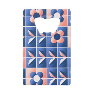 Abrebotellas De Tarjeta De Crédito Flores estilizadas retro: patrón mosaico.