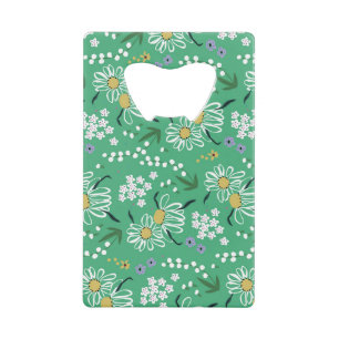 Abrebotellas De Tarjeta De Crédito Flores Retro, Patrón Botánico Sin Marea.