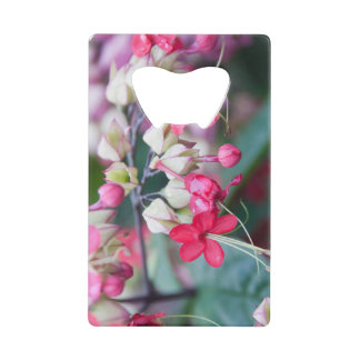 Abrebotellas De Tarjeta De Crédito Flores tropicales rosadas y blancas rojas