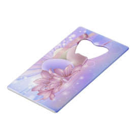 Abrebotellas De Tarjeta De Crédito Flores y huevos sobre un fondo pastel colorido