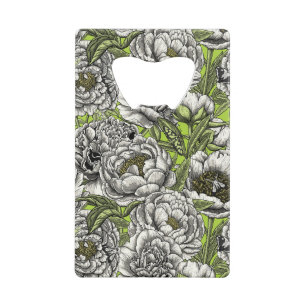 Abrebotellas De Tarjeta De Crédito Flores y polillas de peones blancos
