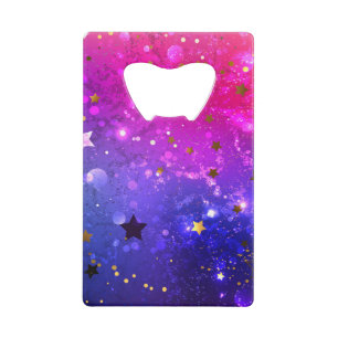Abrebotellas De Tarjeta De Crédito Fondo azul rosa brillante