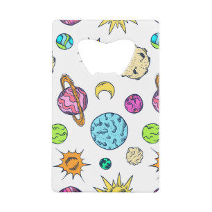 Abrebotellas De Tarjeta De Crédito Fondo cósmico de Doodles espaciales