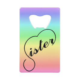 Abrebotellas De Tarjeta De Crédito Fondo de arcoiris colorido sobre el corazón de la 