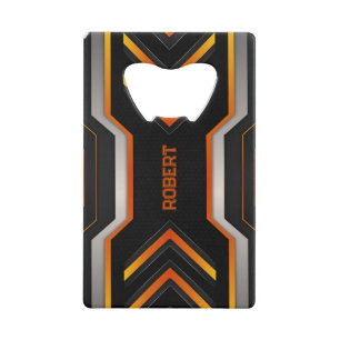 Abrebotellas De Tarjeta De Crédito Fondo de juego con monograma negro y naranja