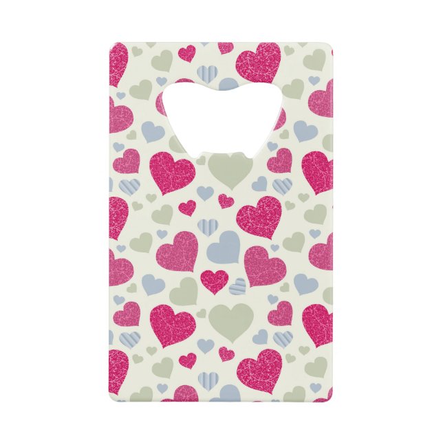 Abrebotellas De Tarjeta De Crédito Fondo de los corazones (Anverso)