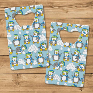 Abrebotellas De Tarjeta De Crédito Fondo de pequeños pingüinos
