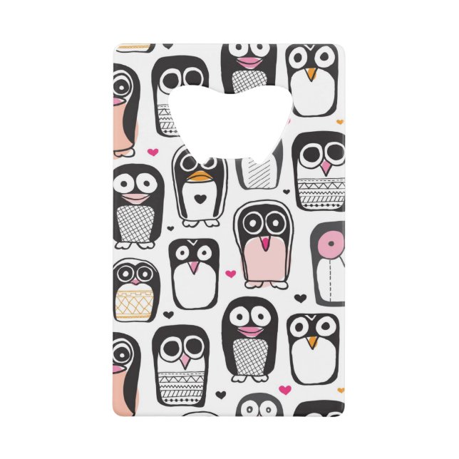 Abrebotellas De Tarjeta De Crédito fondo del ilustracion del pájaro del pingüino (Anverso)